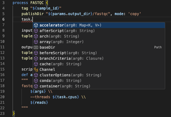 Autocompleció de propietats de tasca