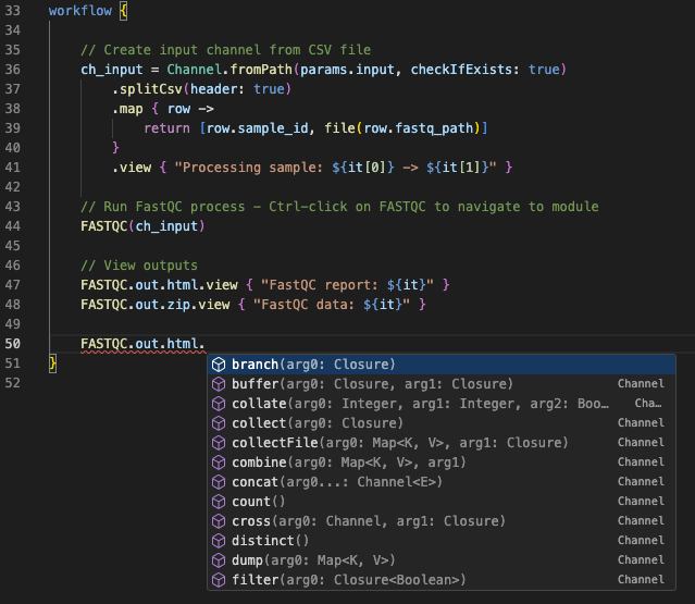 Auto-completamento degli operatori sui canali
